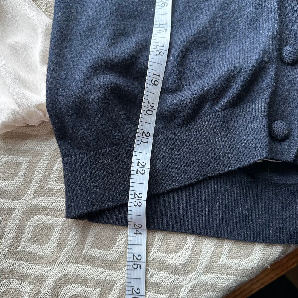 Anthropologie Navy/Cream Layered Tie Neck Sweater Blouse Twee Dark Academia - Picture 7 of 8